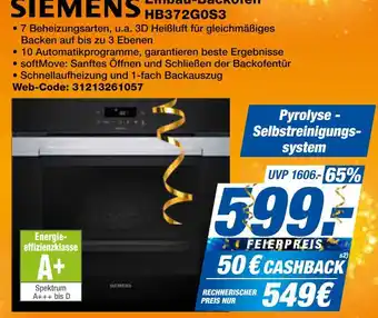 Expert Siemens einbau-backofen hb372g0s3 Angebot