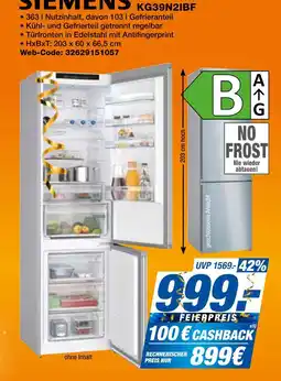 Expert Siemens kühl-gefrierkombination kg39n2ibf Angebot