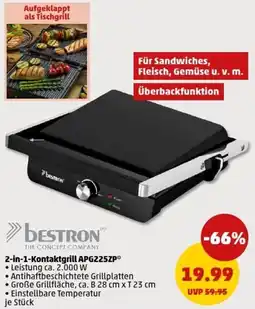PENNY Bestron 2-in-1-Kontaktgrill APG225ZP Angebot