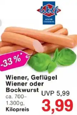 Jawoll Wiener, Geflügel Wiener oder Bockwurst Angebot