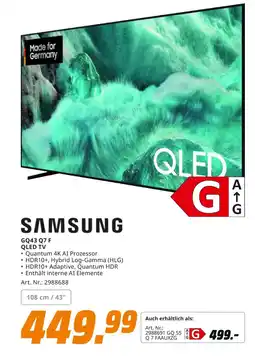 MediaMarkt Samsung gq43 q7 f qled tv Angebot