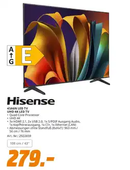 MediaMarkt Hisense 43a6n led tv Angebot