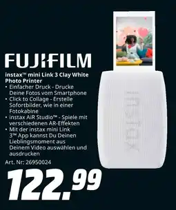 MediaMarkt Fujifilm instax mini link 3 clay white photo printer Angebot