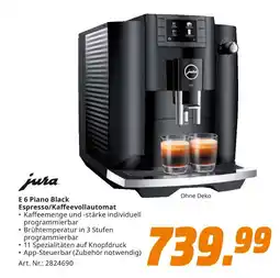 MediaMarkt Jura e 6 piano black espresso/kaffeevollautomat Angebot
