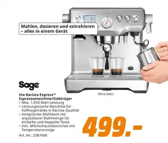 MediaMarkt Sage the barista express espressomaschine/siebträger Angebot