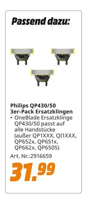 MediaMarkt Philips qp430/50 3er-pack ersatzklingen Angebot