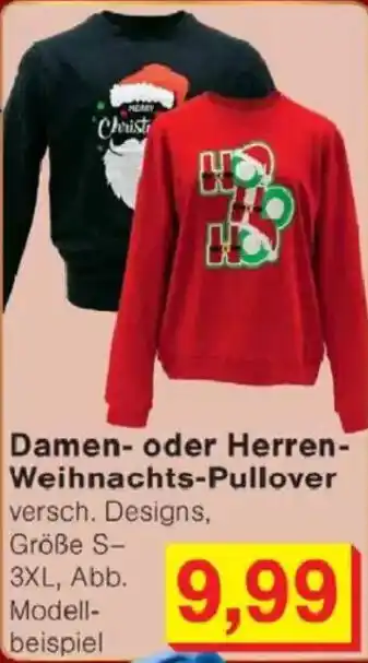 Jawoll Damen- oder Herren- Weihnachts-Pullover versch. Designs, Größe S- 3XL, Abb. Modell- beispiel Angebot