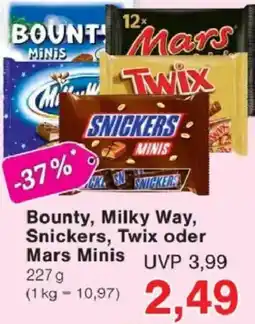 Jawoll Bounty, Milky Way, Snickers, Twix oder Mars Minis Angebot