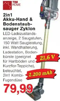 Jawoll TIM HOME 2in1 Akku-Hand & Bodenstaubsauger Zyklon Angebot