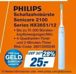 Expert PHILIPS Schallzahnbürste Sonicare 2100 Series HX3651/12 Angebot