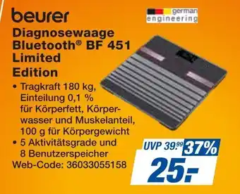 Expert beurer Diagnosewaage Bluetooth BF 451 Limited Edition Angebot