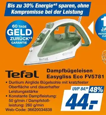 Expert Tefal Dampfbügeleisen Easygliss Eco FV5781 Angebot