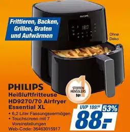Expert PHILIPS Heißluftfritteuse HD9270/70 Airfryer Essential XL Angebot