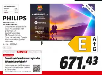 MediaMarkt PHILIPS 65 PUS 8550/12 65" UHD-LED TV Angebot