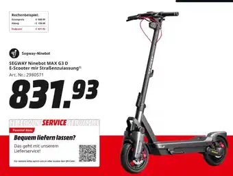 MediaMarkt SEGWAY Ninebot MAX G3 D E-Scooter mir Straßenzulassung Angebot