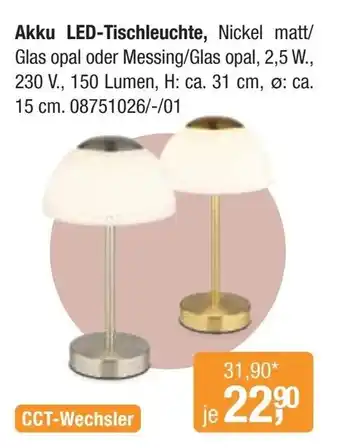 Opti Wohnwelt Akku LED-Tischleuchte Angebot