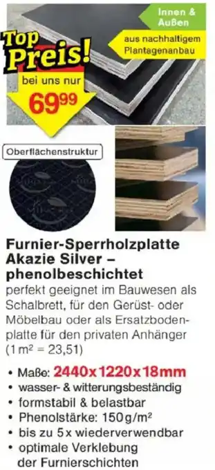 Jawoll Furnier-Sperrholzplatte Akazie Silver - phenolbeschichtet Angebot