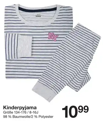 Zeeman Kinderpyjama Angebot