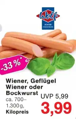 Wiglo Wunderland Wolf Wiener, Geflügel Wiener oder Bockwurst Angebot