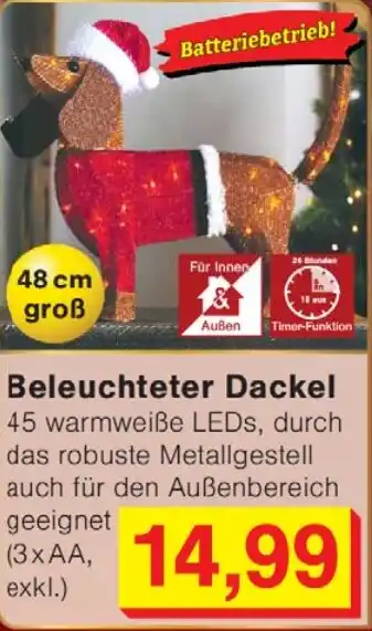 Wiglo Wunderland Beleuchteter Dackel Angebot