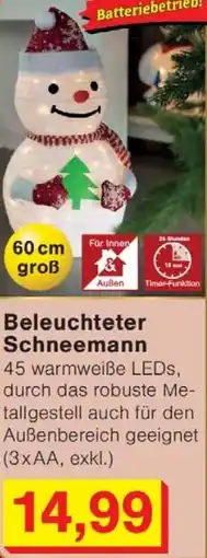 Wiglo Wunderland Beleuchteter Schneemann Angebot