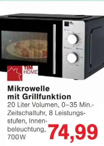 Wiglo Wunderland TIM HOME Mikrowelle mit Grillfunktion Angebot