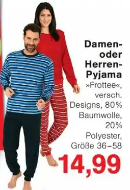 Wiglo Wunderland Damen- oder Herren- Pyjama Angebot