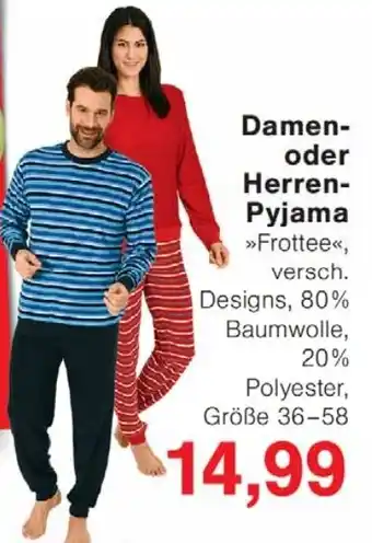 Wiglo Wunderland Damen- oder Herren- Pyjama Angebot