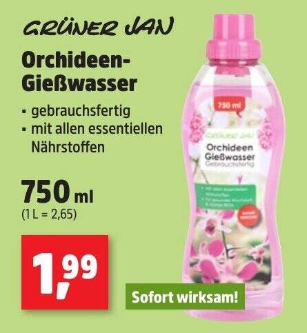 Grüner Jan Orchideenwasser – Spezielles Gießwasser 750 Ml Mit Nährstoffen Für Kräftige Wurzeln Und Schöne Blüten