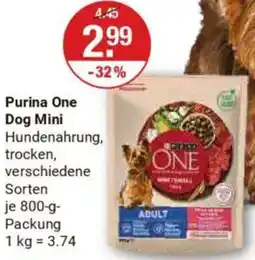 V Markt Purina One Dog Mini Hundenahrung Angebot