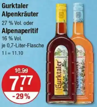 V Markt Gurktaler Alpenkräuter oder Alpenaperitif Angebot