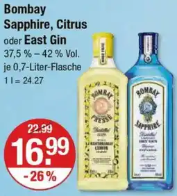 V Markt Bombay Sapphire, Citrus oder East Gin Angebot
