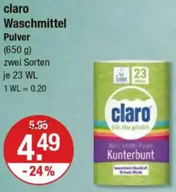 V Markt claro Waschmittel Pulver Angebot