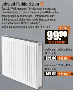 V Baumarkt Universal-Flachheizkörper Angebot