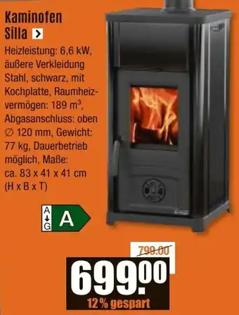 V Baumarkt WAMSLER Kaminofen Silla Angebot