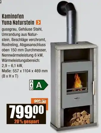 V Baumarkt WAMSLER Kaminofen Yuna Naturstein Angebot