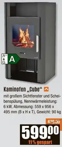V Baumarkt WAMSLER Kaminofen „Cube" Angebot