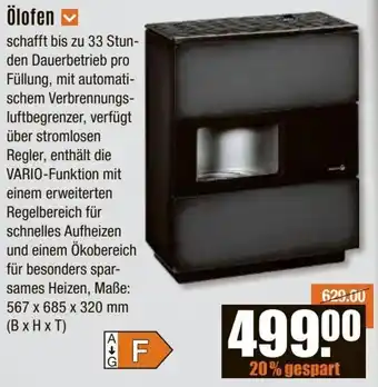 V Baumarkt WAMSLER Ölofen Angebot
