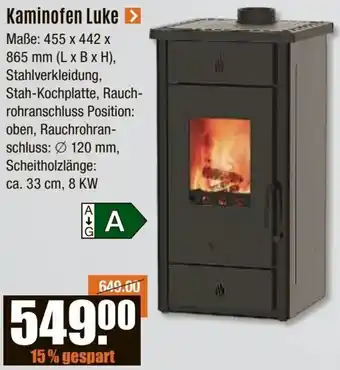 V Baumarkt WAMSLER Kaminofen Luke Angebot