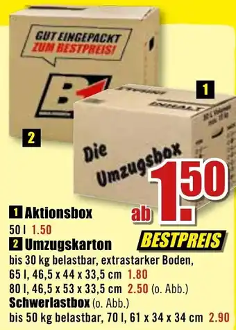 B1 Discount Baumarkt Aktionsbox oder Umzugskarton Angebot