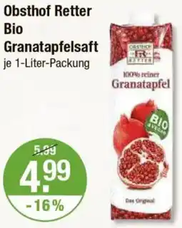 V Markt Obsthof Retter Bio Granatapfelsaft Angebot