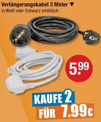 V Markt Verlängerungskabel 3 Meter Angebot