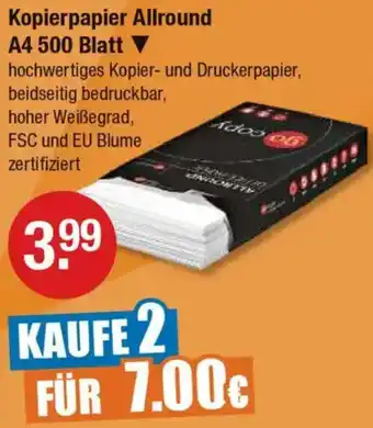 V Markt Kopierpapier Allround A4 500 Blatt Angebot