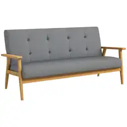 Netto Marken-Discount HOMCOM 3-Sitzer-Sofa Leinen, Gummiholz Angebot