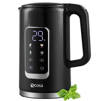 Netto Marken-Discount Ecosa Edelstahl Wasserkocher m. Temperatureinstellung 1.7L 2200W Schwarz Angebot