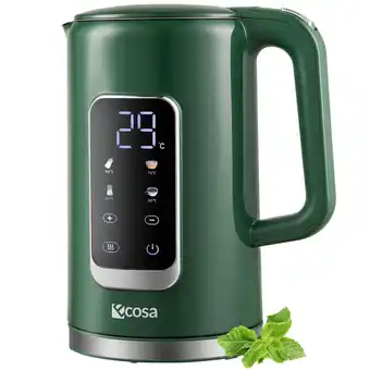 Netto Marken-Discount Ecosa Edelstahl Wasserkocher m. Temperatureinstellung 1.7L 2200W Grün Angebot