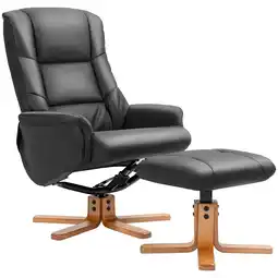 Netto Marken-Discount HOMCOM Relaxsessel mit Hocker Kunstleder, Holz Angebot