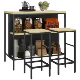 Netto Marken-Discount HOMCOM Bartisch mit Barhocker Set MDF, Stahl Angebot