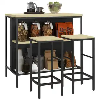 Netto Marken-Discount HOMCOM Bartisch mit Barhocker Set MDF, Stahl Angebot