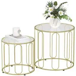 Netto Marken-Discount HOMCOM Couchtisch Set Metall, Hartglas Angebot